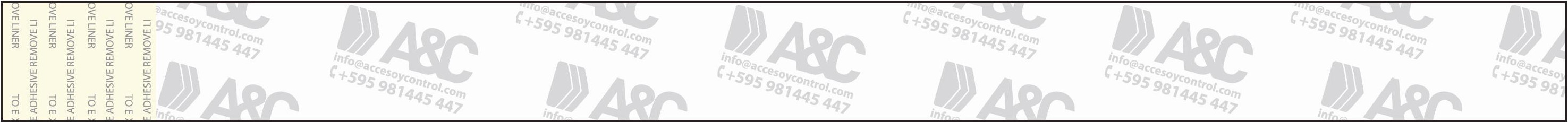 Pulsera A&C — beige con logo repetido + datos de contacto